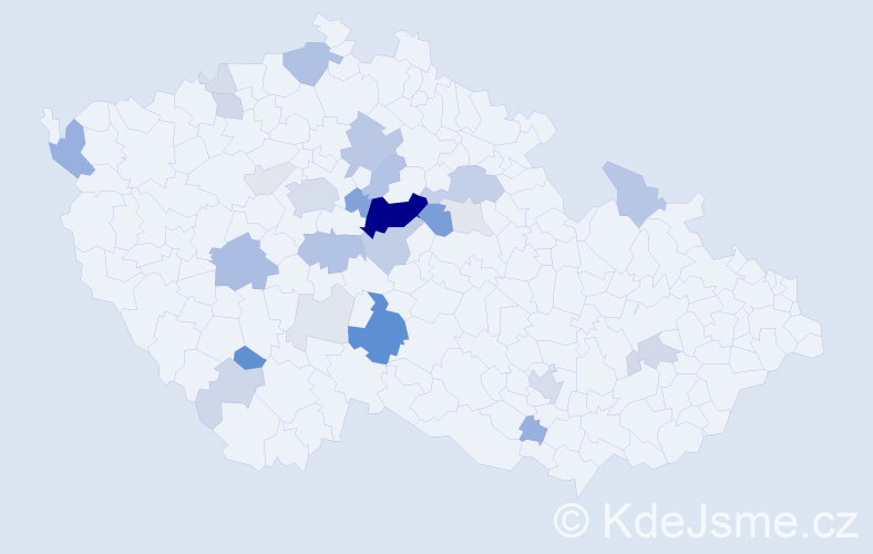 Příjmení: 'Čábelka', počet výskytů 103 v celé ČR