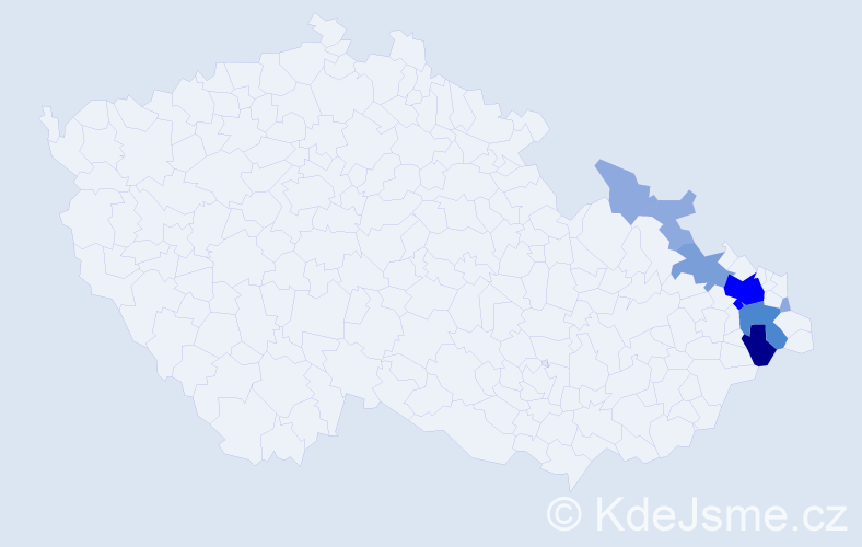 Příjmení: 'Česlarová', počet výskytů 20 v celé ČR