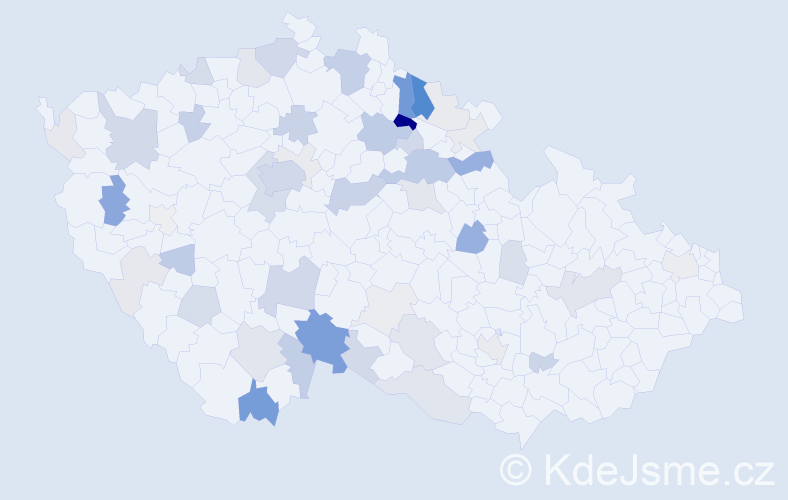 Příjmení: 'Kodym', počet výskytů 176 v celé ČR