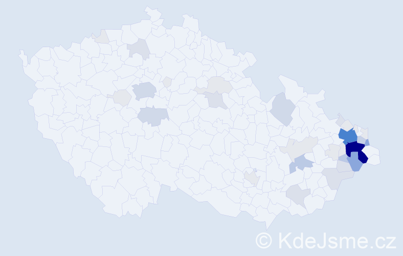 Příjmení: 'Biolek', počet výskytů 136 v celé ČR