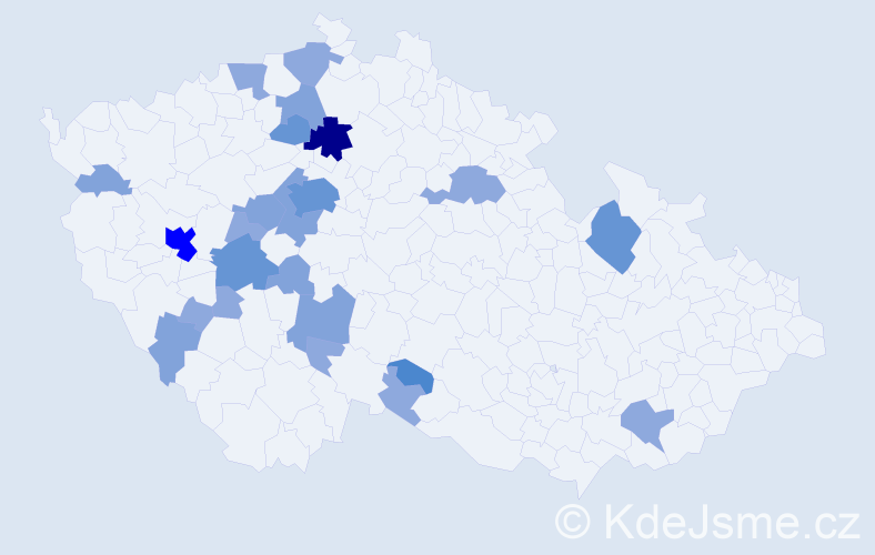 Příjmení: 'Balatá', počet výskytů 53 v celé ČR