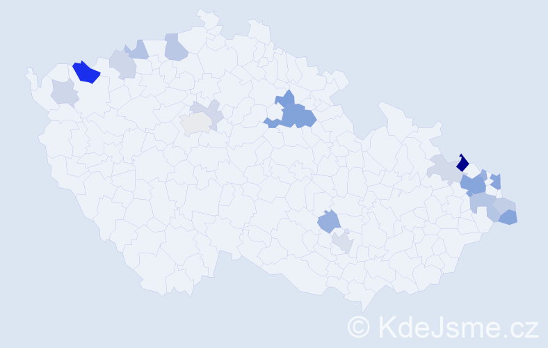 Příjmení: 'Capek', počet výskytů 43 v celé ČR