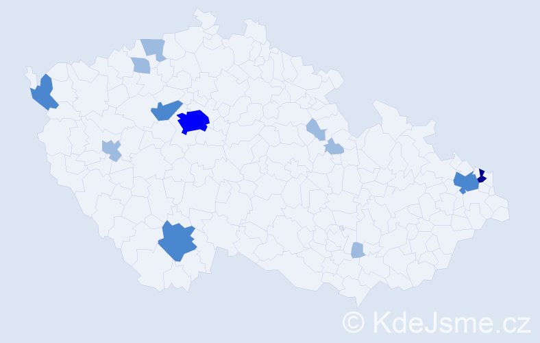 Příjmení: 'Taová', počet výskytů 21 v celé ČR