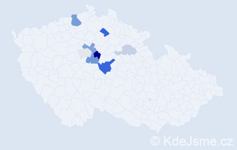 Příjmení: 'Kotval', počet výskytů 16 v celé ČR