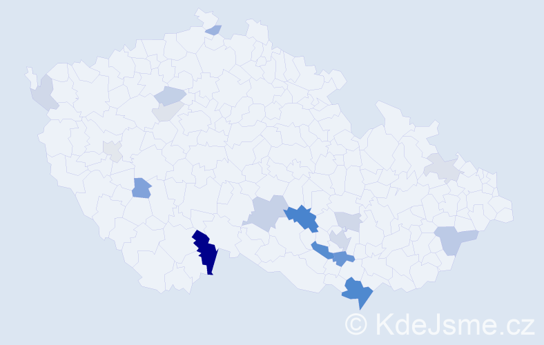 Příjmení: 'Cypris', počet výskytů 42 v celé ČR