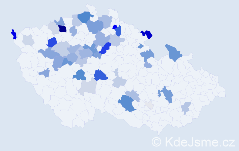 Příjmení: 'Jetel', počet výskytů 128 v celé ČR