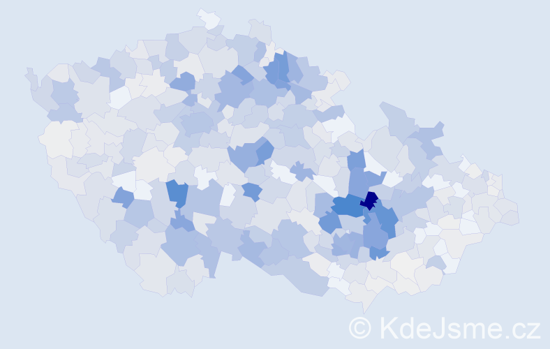 Příjmení: 'Koudelka', počet výskytů 2428 v celé ČR