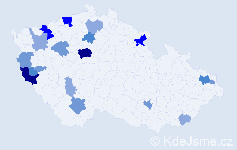 Příjmení: 'Köppl', počet výskytů 49 v celé ČR