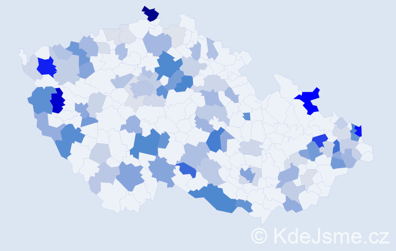 Příjmení: 'Szabóová', počet výskytů 268 v celé ČR