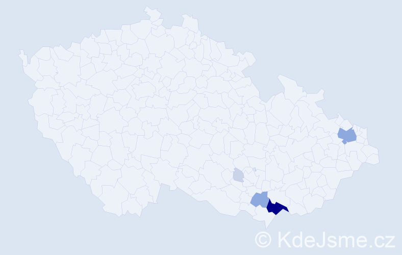 Příjmení: 'Gulišová', počet výskytů 18 v celé ČR
