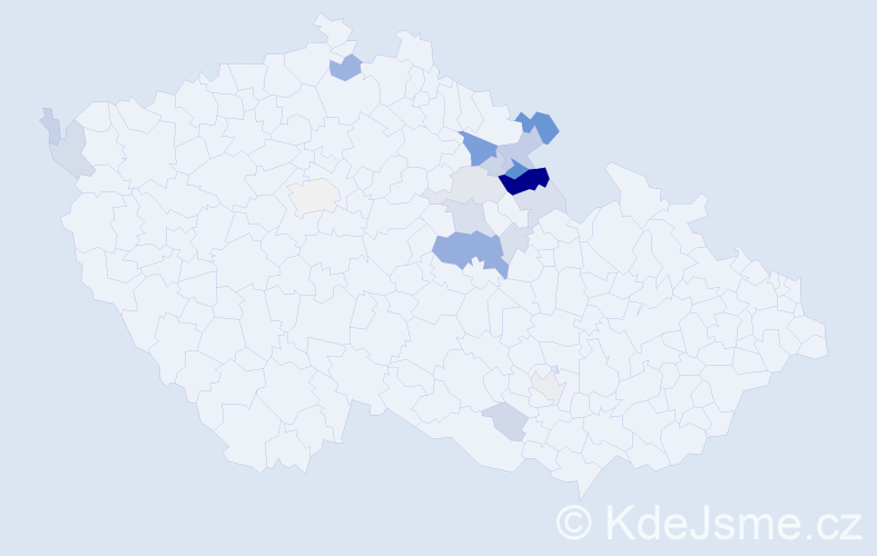 Příjmení: 'Prázová', počet výskytů 57 v celé ČR