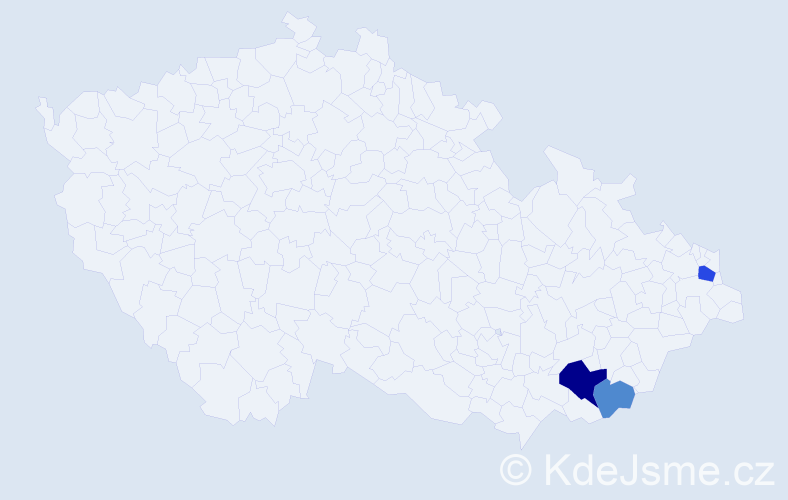 Příjmení: 'Čičelová', počet výskytů 6 v celé ČR