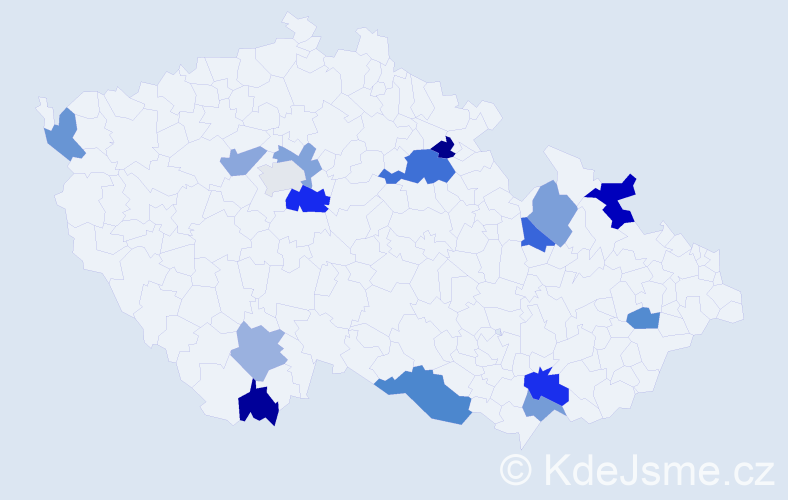 Příjmení: 'Šubjaková', počet výskytů 22 v celé ČR