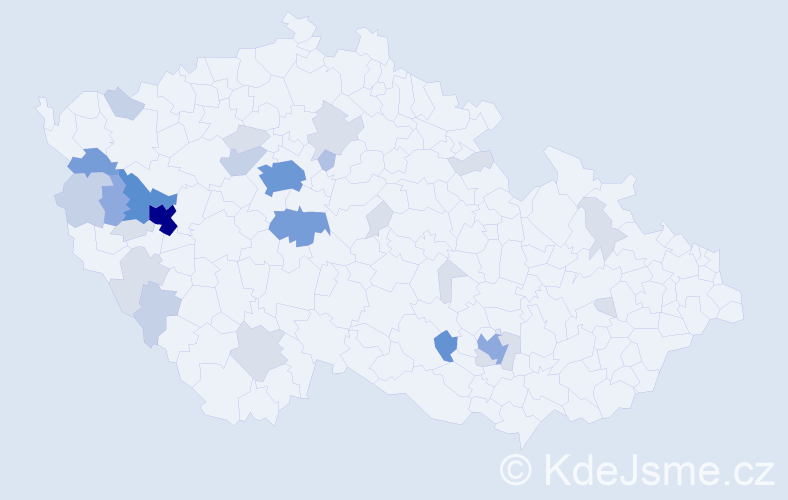 Příjmení: 'Čečil', počet výskytů 94 v celé ČR