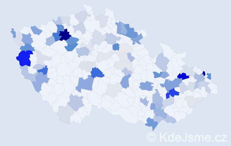 Příjmení: 'Roháč', počet výskytů 337 v celé ČR