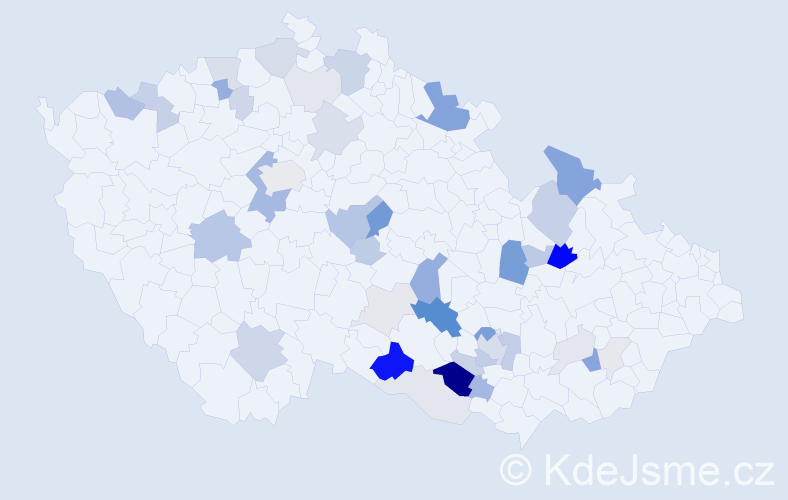 Příjmení: 'Bartuněk', počet výskytů 130 v celé ČR