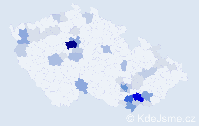 Příjmení: 'Kunická', počet výskytů 130 v celé ČR