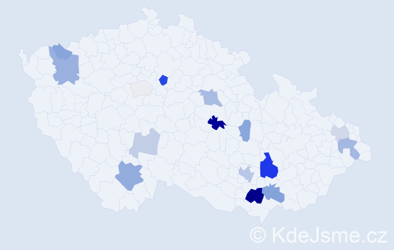 Příjmení: 'Kacer', počet výskytů 36 v celé ČR