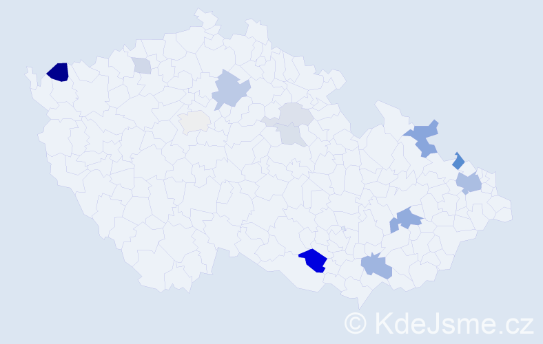 Příjmení: 'Džubera', počet výskytů 28 v celé ČR