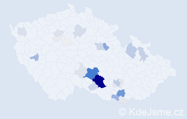 Příjmení: 'Peštál', počet výskytů 117 v celé ČR