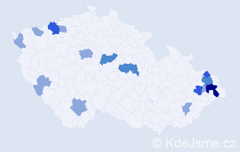 Příjmení: 'Modrovičová', počet výskytů 28 v celé ČR