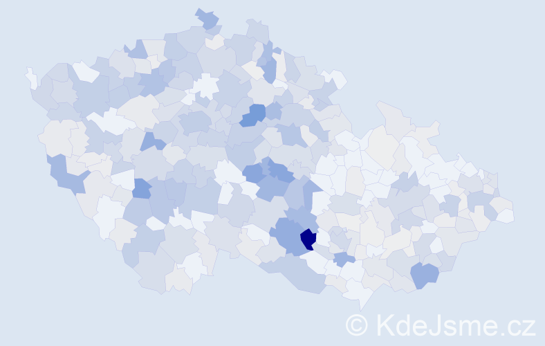 Příjmení: 'Kafka', počet výskytů 1761 v celé ČR