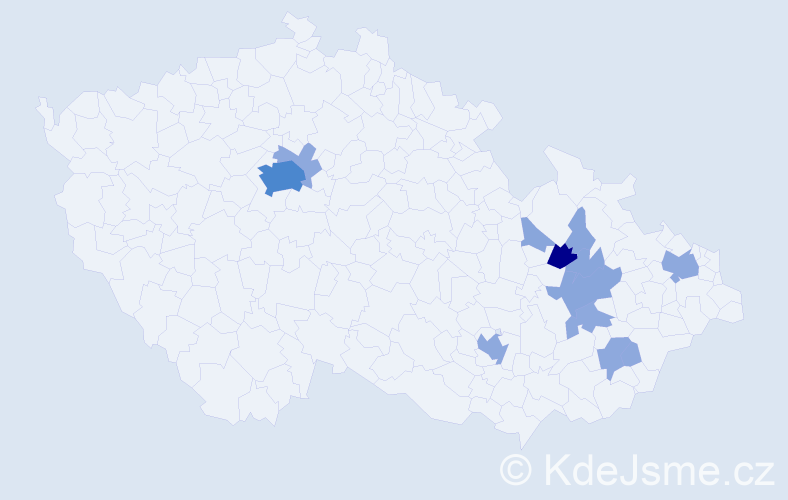 Příjmení: 'Mathonová', počet výskytů 27 v celé ČR