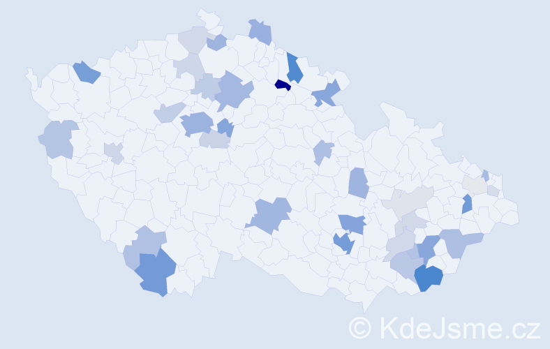 Příjmení: 'Brown', počet výskytů 104 v celé ČR