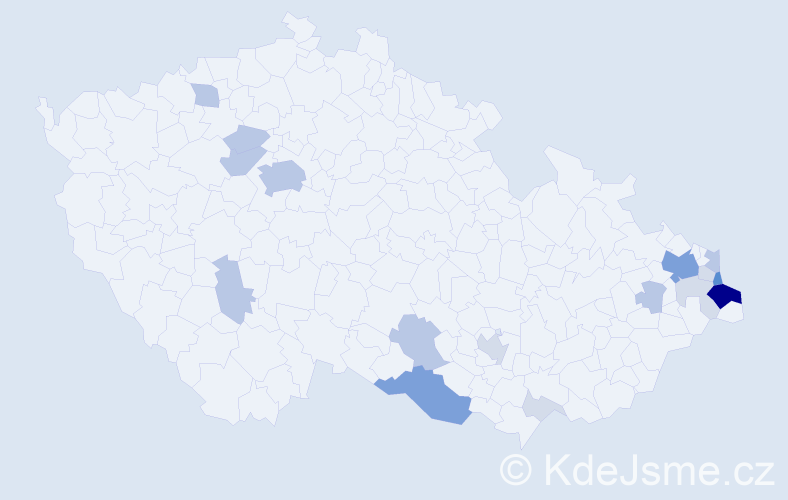 Příjmení: 'Madeja', počet výskytů 56 v celé ČR