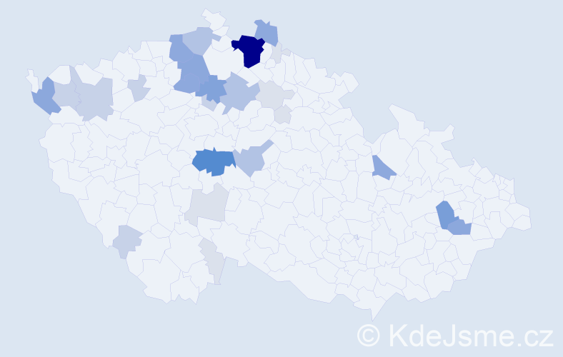 Příjmení: 'Kraka', počet výskytů 103 v celé ČR