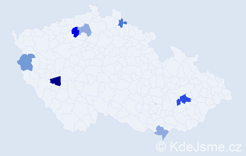 Příjmení: 'Vachálková', počet výskytů 11 v celé ČR