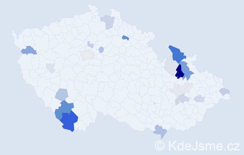 Příjmení: 'Benč', počet výskytů 59 v celé ČR