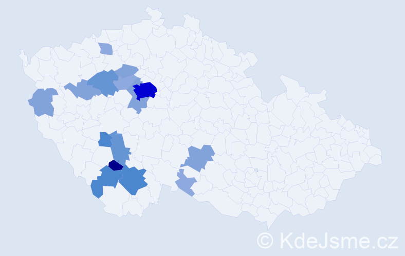 Příjmení: 'Hřebečková', počet výskytů 46 v celé ČR