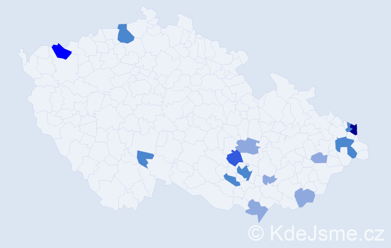 Příjmení: 'Pálešová', počet výskytů 29 v celé ČR