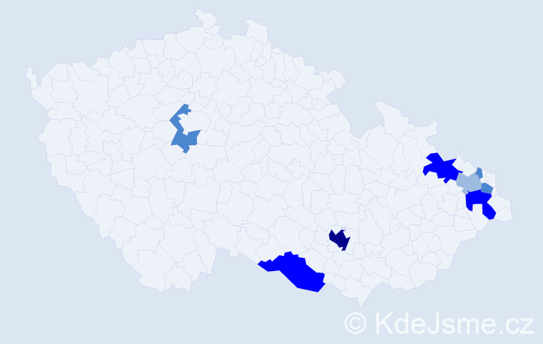 Příjmení: 'Klajmon', počet výskytů 20 v celé ČR