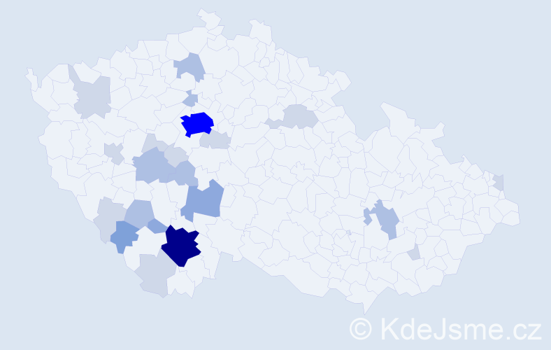 Příjmení: 'Daňhová', počet výskytů 59 v celé ČR