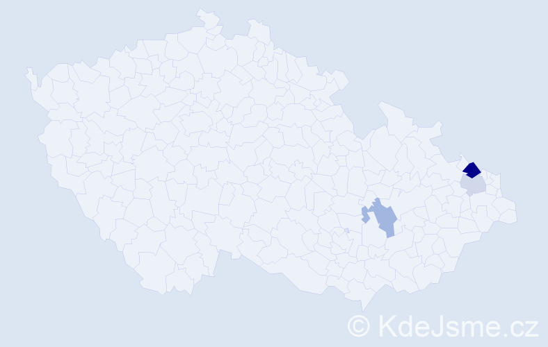 Příjmení: 'Čechačková', počet výskytů 5 v celé ČR