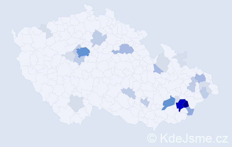 Příjmení: 'Manďák', počet výskytů 88 v celé ČR
