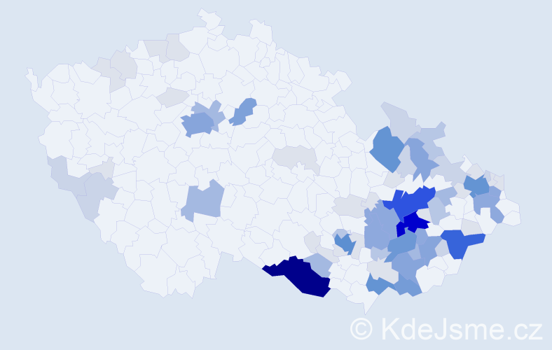 Příjmení: 'Bartoník', počet výskytů 260 v celé ČR