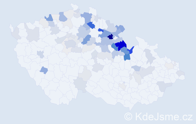 Příjmení: 'Krsek', počet výskytů 318 v celé ČR