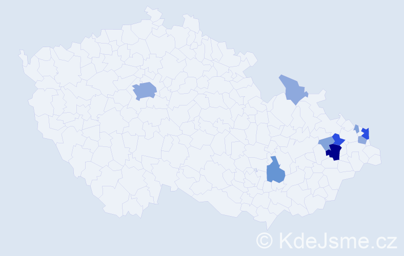 Příjmení: 'Lušňáková', počet výskytů 28 v celé ČR