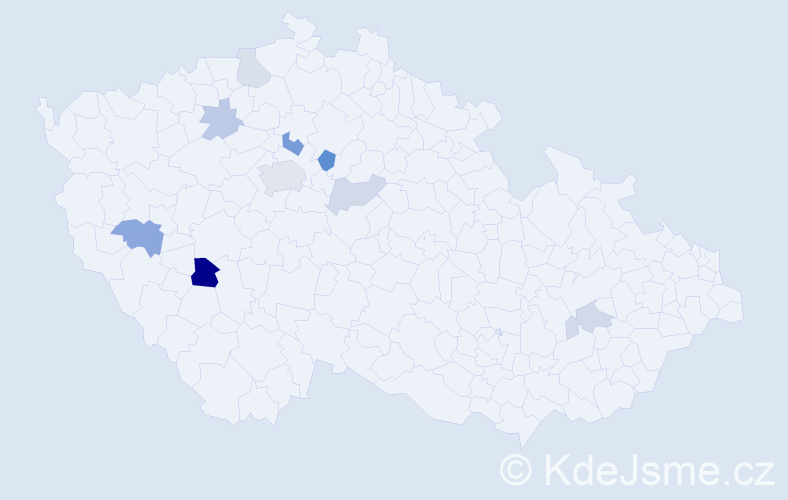 Příjmení: 'Vachl', počet výskytů 18 v celé ČR
