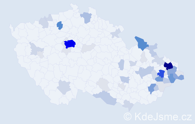Příjmení: 'Závada', počet výskytů 195 v celé ČR