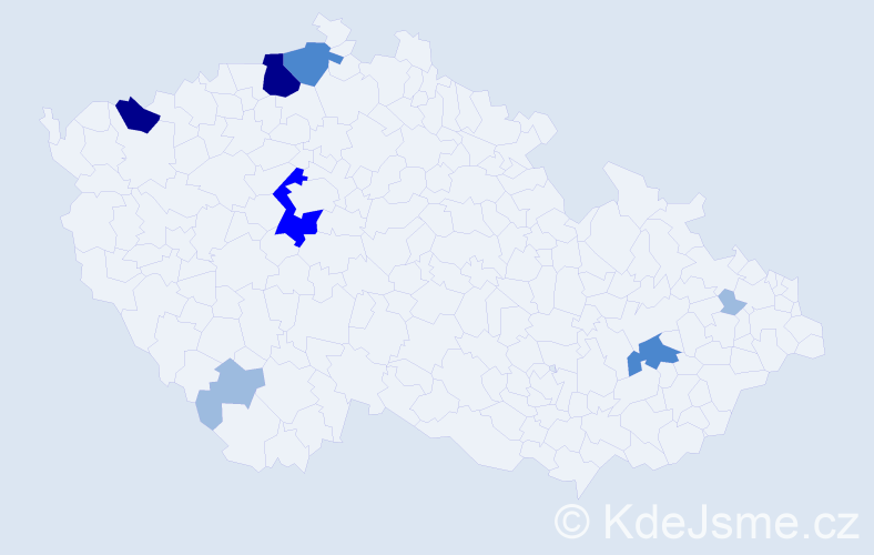 Příjmení: 'Chochelová', počet výskytů 17 v celé ČR