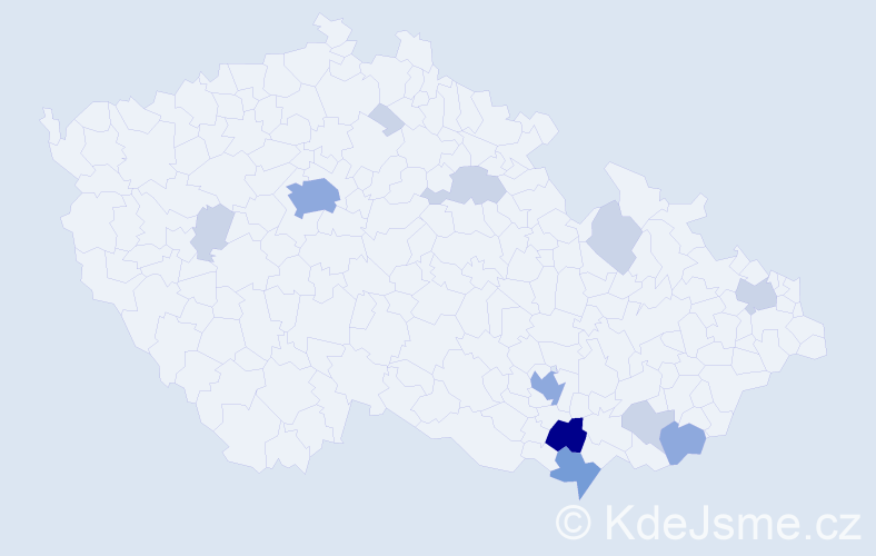 Příjmení: 'Čačíková', počet výskytů 29 v celé ČR