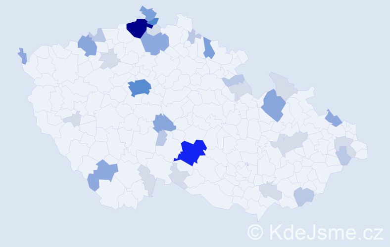 Příjmení: 'Čičáková', počet výskytů 107 v celé ČR