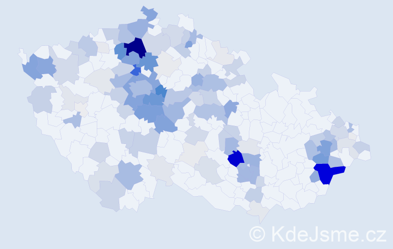 Příjmení: 'Srba', počet výskytů 501 v celé ČR