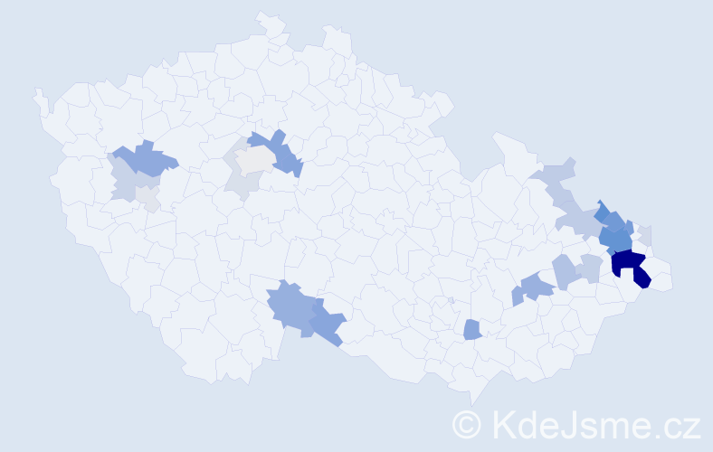 Příjmení: 'Chamradová', počet výskytů 69 v celé ČR