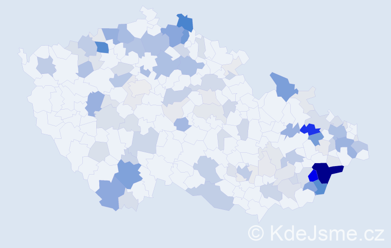 Příjmení: 'Daňová', počet výskytů 514 v celé ČR