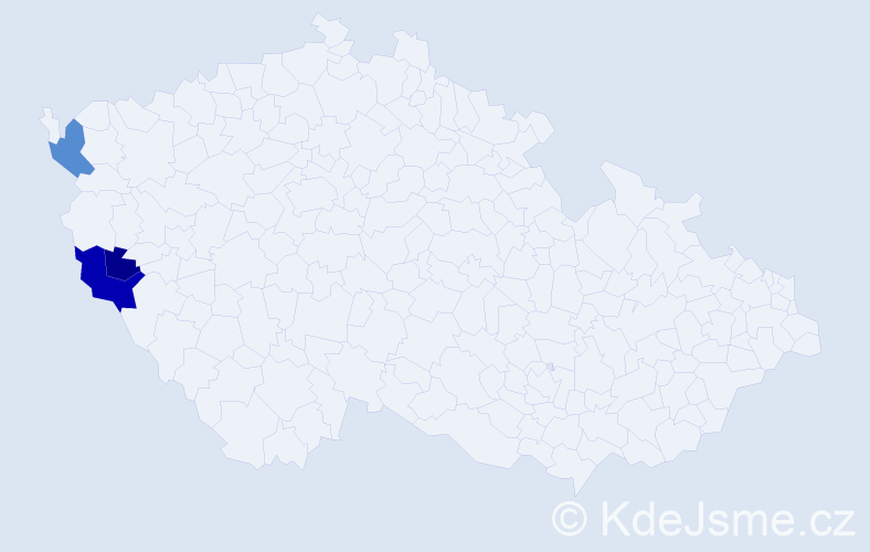 Příjmení: 'Tochor', počet výskytů 16 v celé ČR